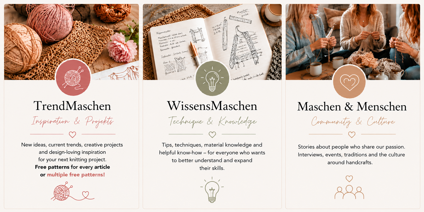 TrendMaschen, WissensMaschen & Maschen & Menschen – editorial columns on CrazyPatterns about modern knitting and crochet, textile trends, expert knowledge, creative inspiration, community topics and free patterns | stricken-im-trend.com