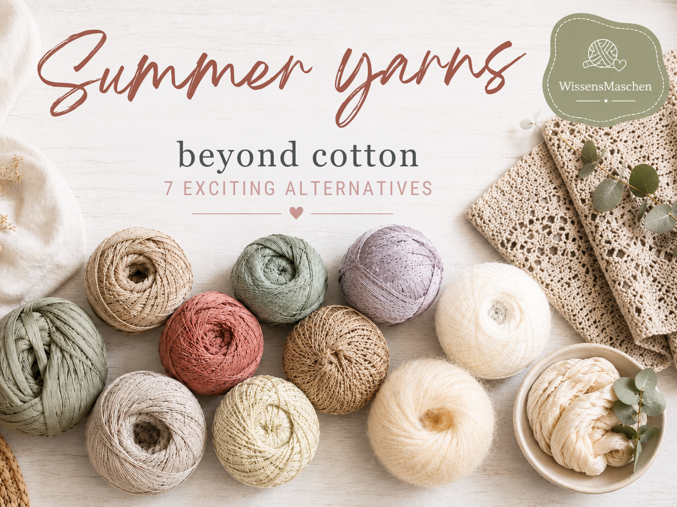 Summer yarns beyond cotton – WissensMaschen editorial about alternative summer yarns, lightweight natural fibers and 7 inspiring yarn ideas for airy knitting and crochet projects | stricken-im-trend.com
