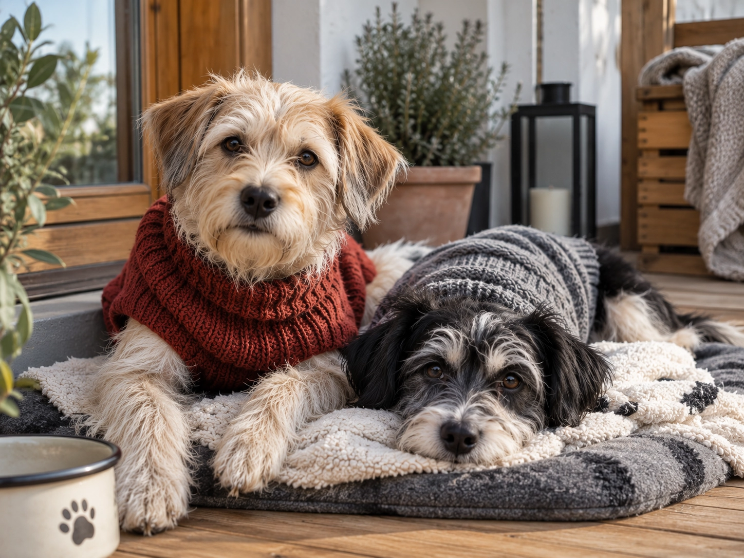 Hunde in gestrickten Pullovern – Herzensprojekt Tierschutz