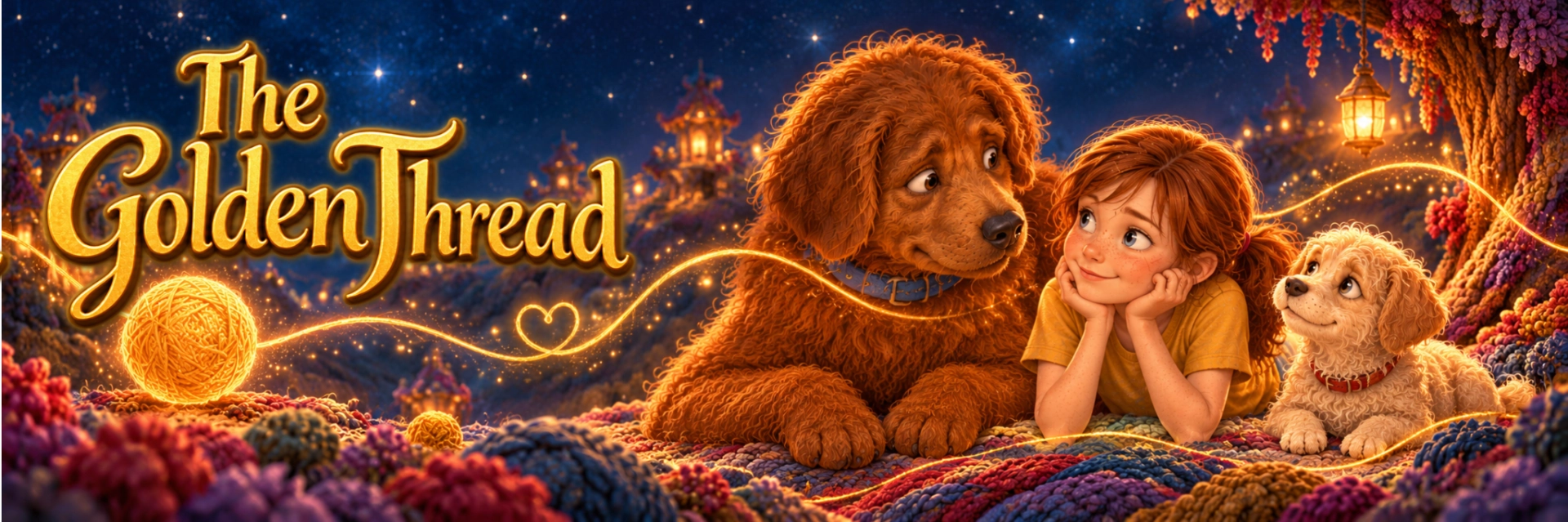 The Golden Thread – illustrated series banner (German title artwork)